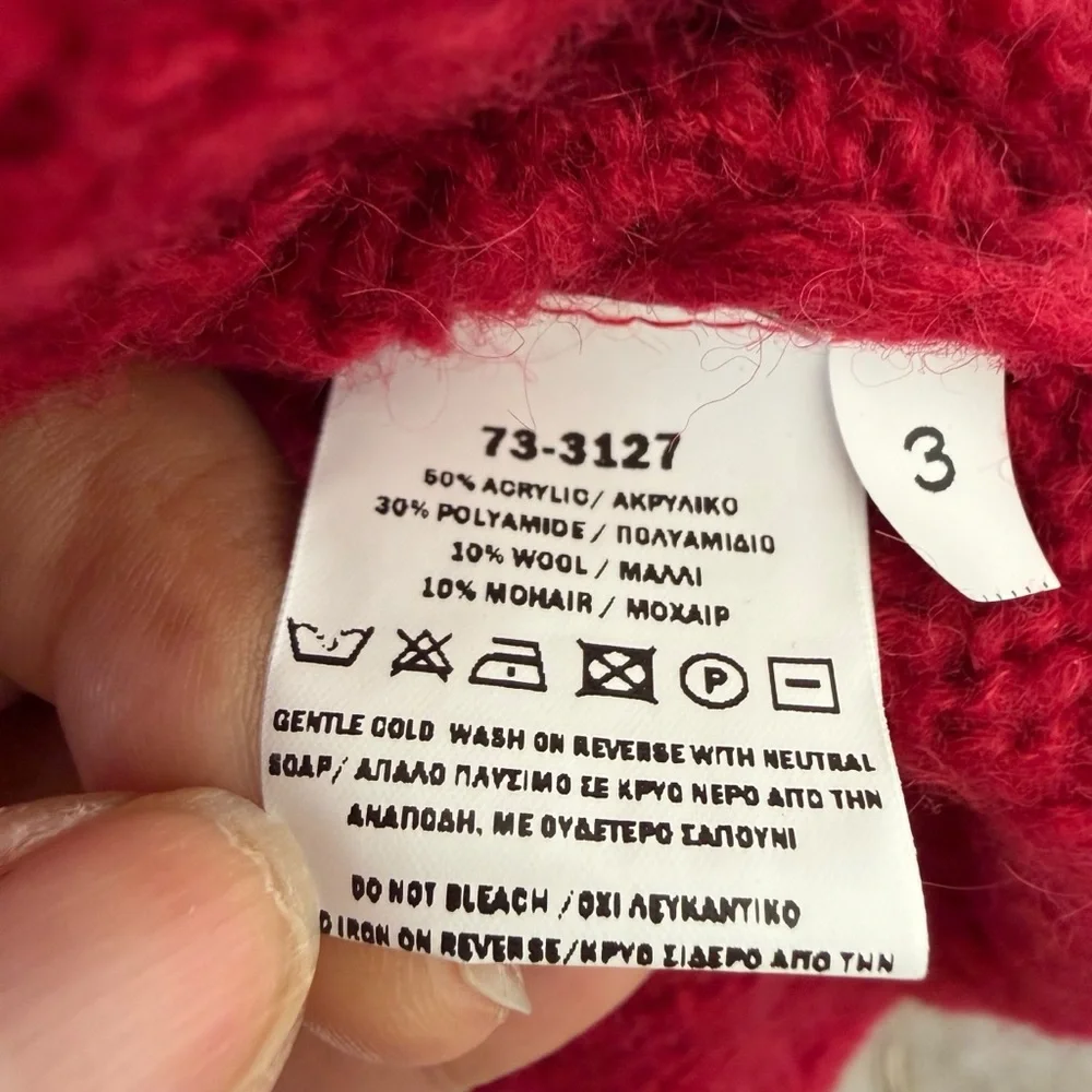 Ozai N Ku Red Lagenlook Oversized Mockneck Sweater Wool Mohair Blend Size Large